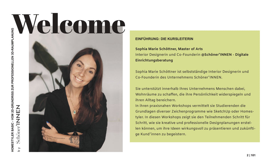 Booklet Seite: Einführung, Raumplanung und Interior-Design-Grundlagen